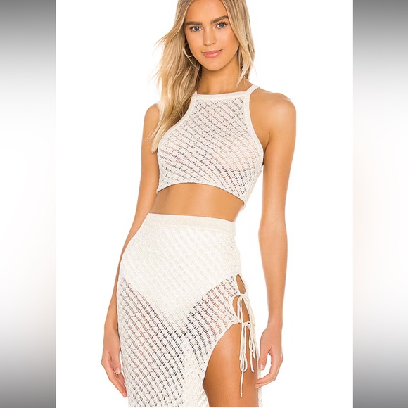 Offshore Midi Skirt & Crop Tank in White & Gold - Picture 5 of 16